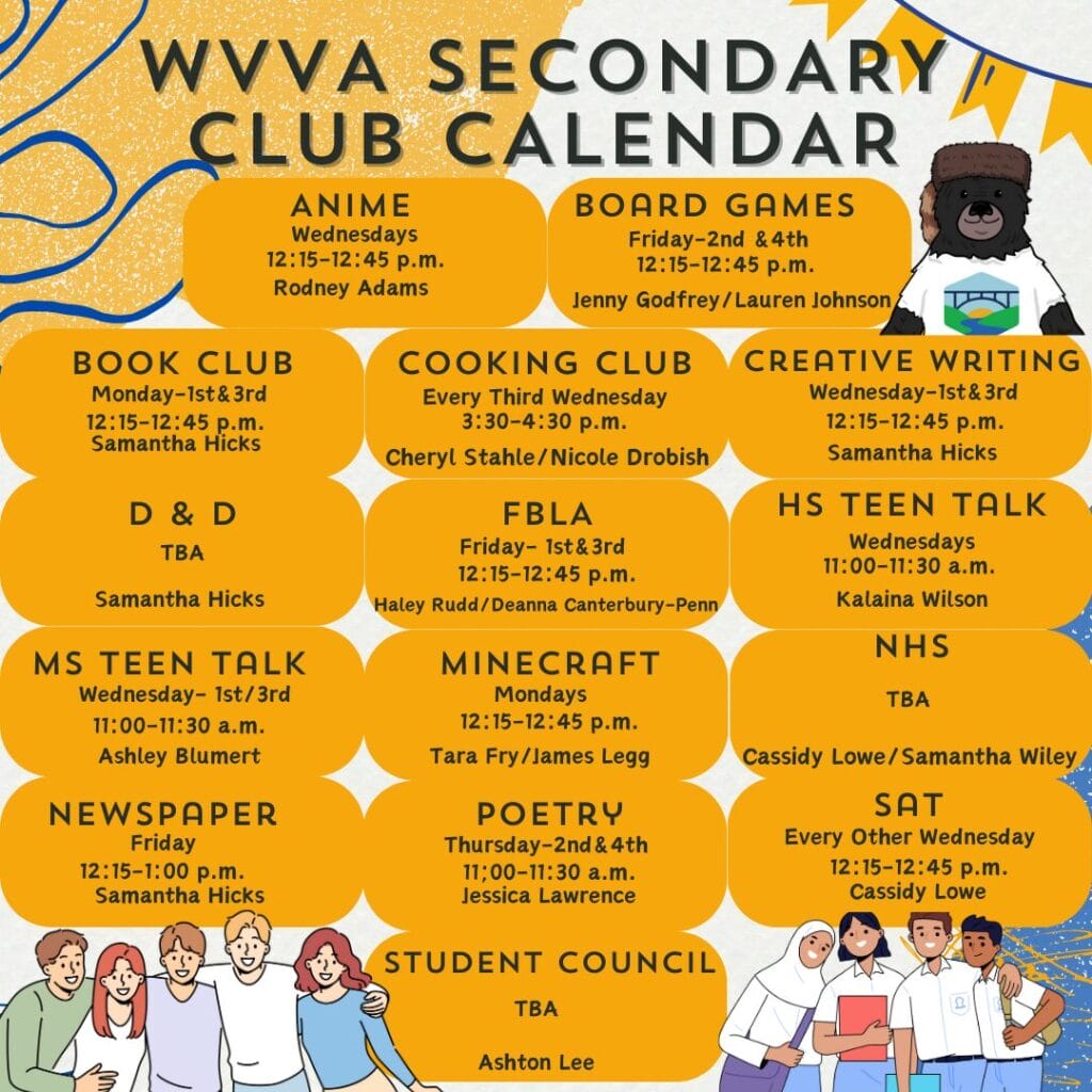 WVVA secondary club calendar image