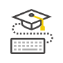 Keyboard and graduation hat icon