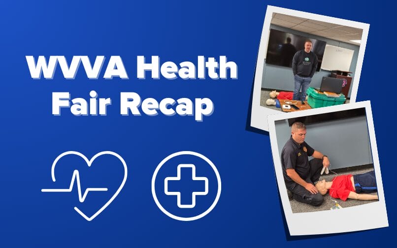 WVVA Health Care Recap graphic with photos of CPR dummies