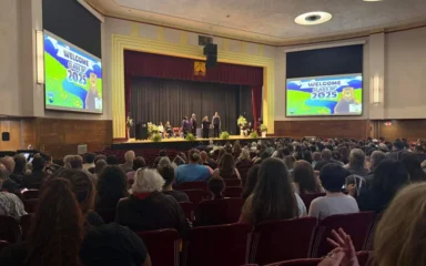WVVA Graduation stage and crowd