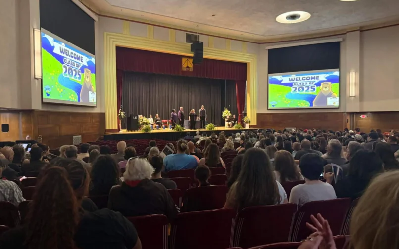 WVVA Graduation stage and crowd